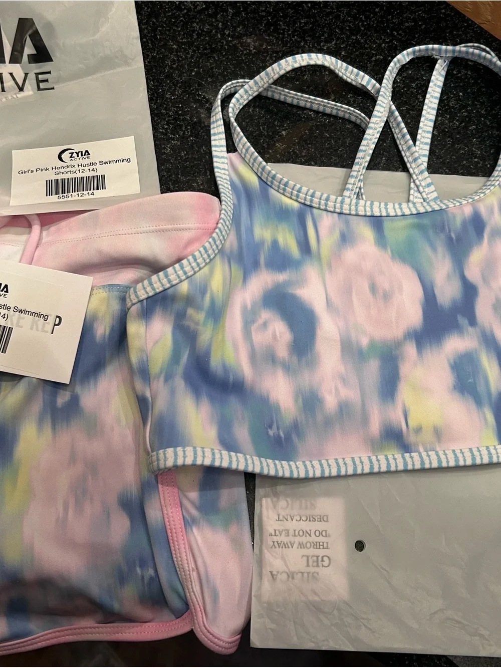Girl’s Zyia Active Hendrix Hustle Pastel Floral Tie-Dye Swimsuit